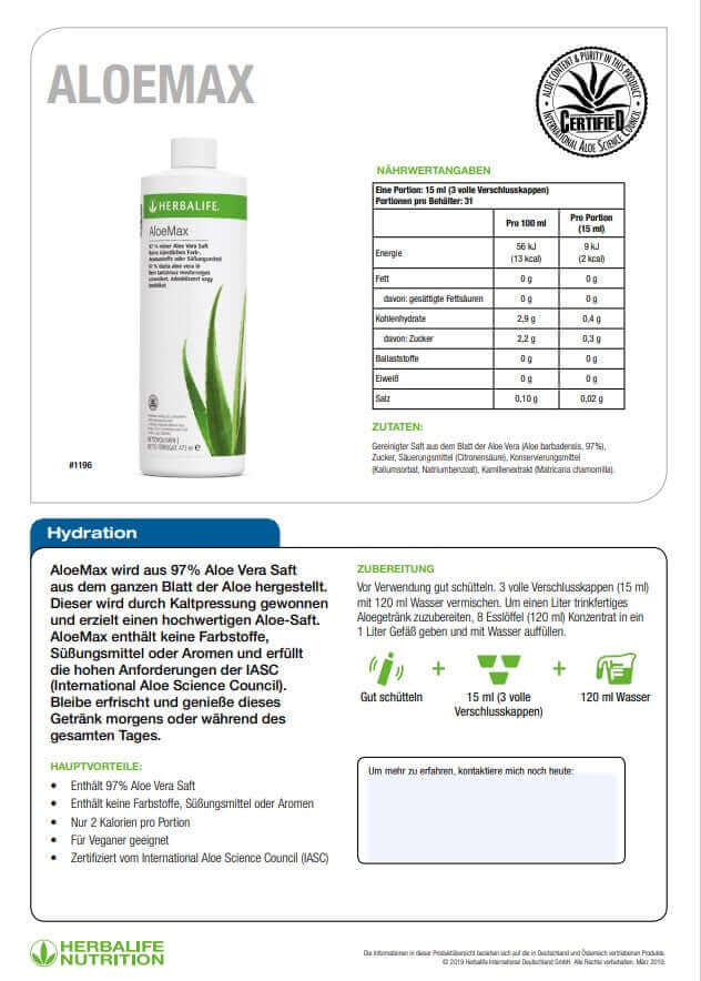 AloeMax Infosheet