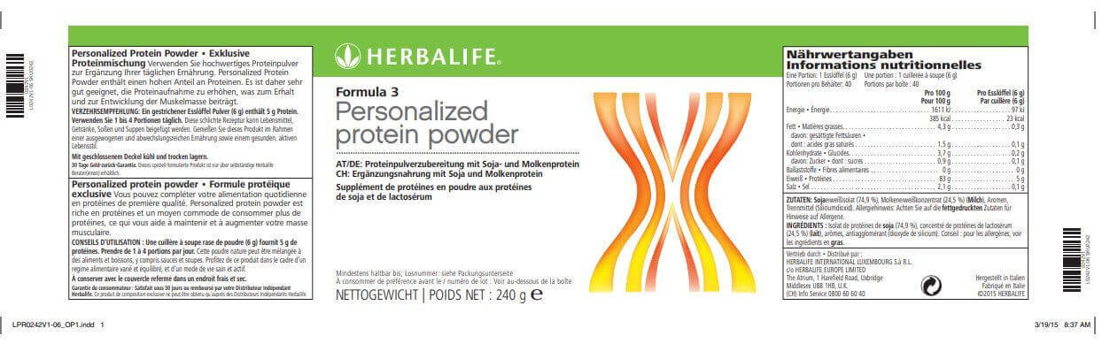 Herbalife Protein pulver Nährwertangaben